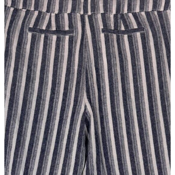 Per Se Large Striped Pants Linen Viscose Jogger Drawstring Gray Strpe Pockets - Picture 5 of 7